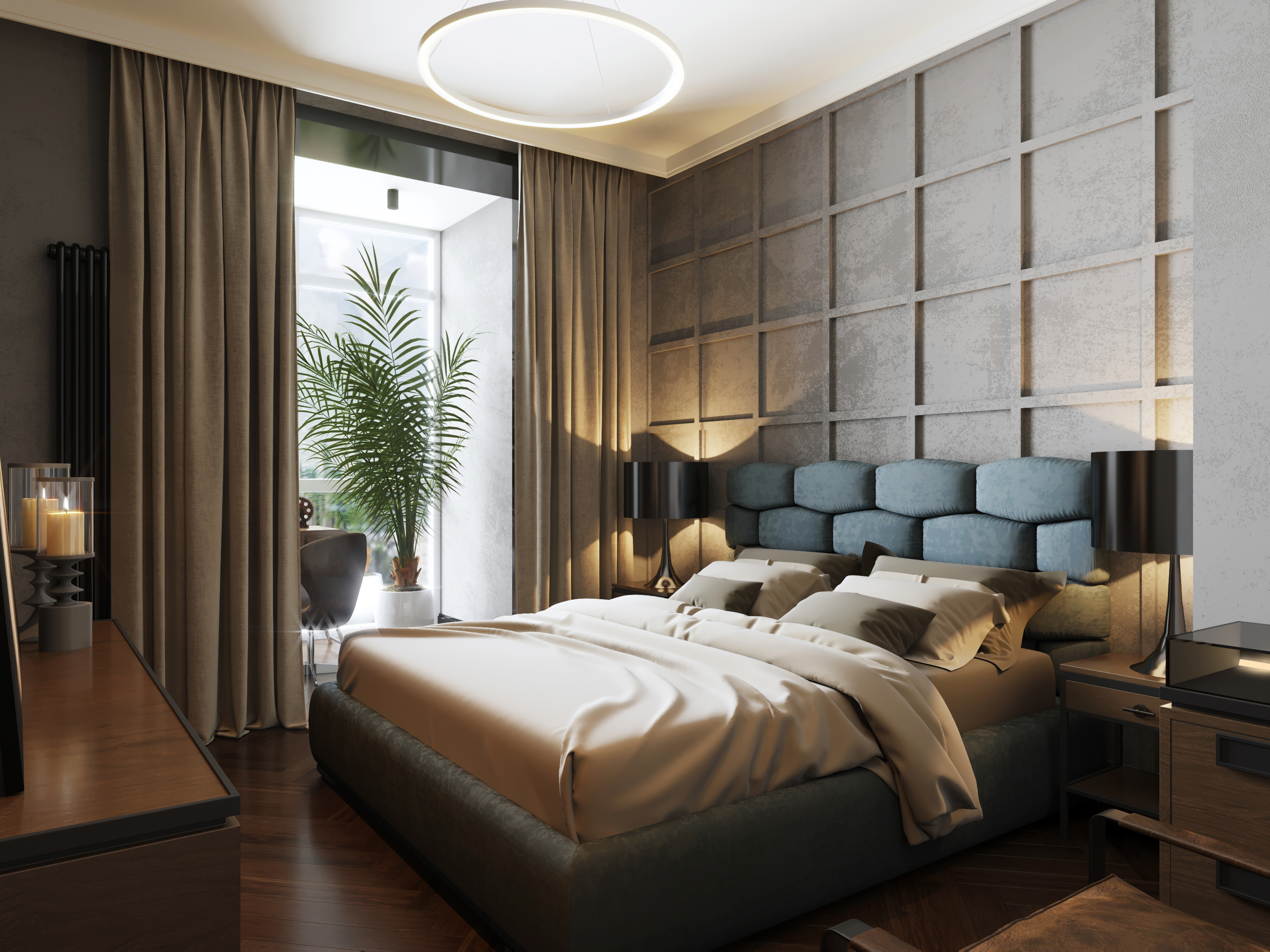 Дизайн спальни для мужчины с удобной мебелью