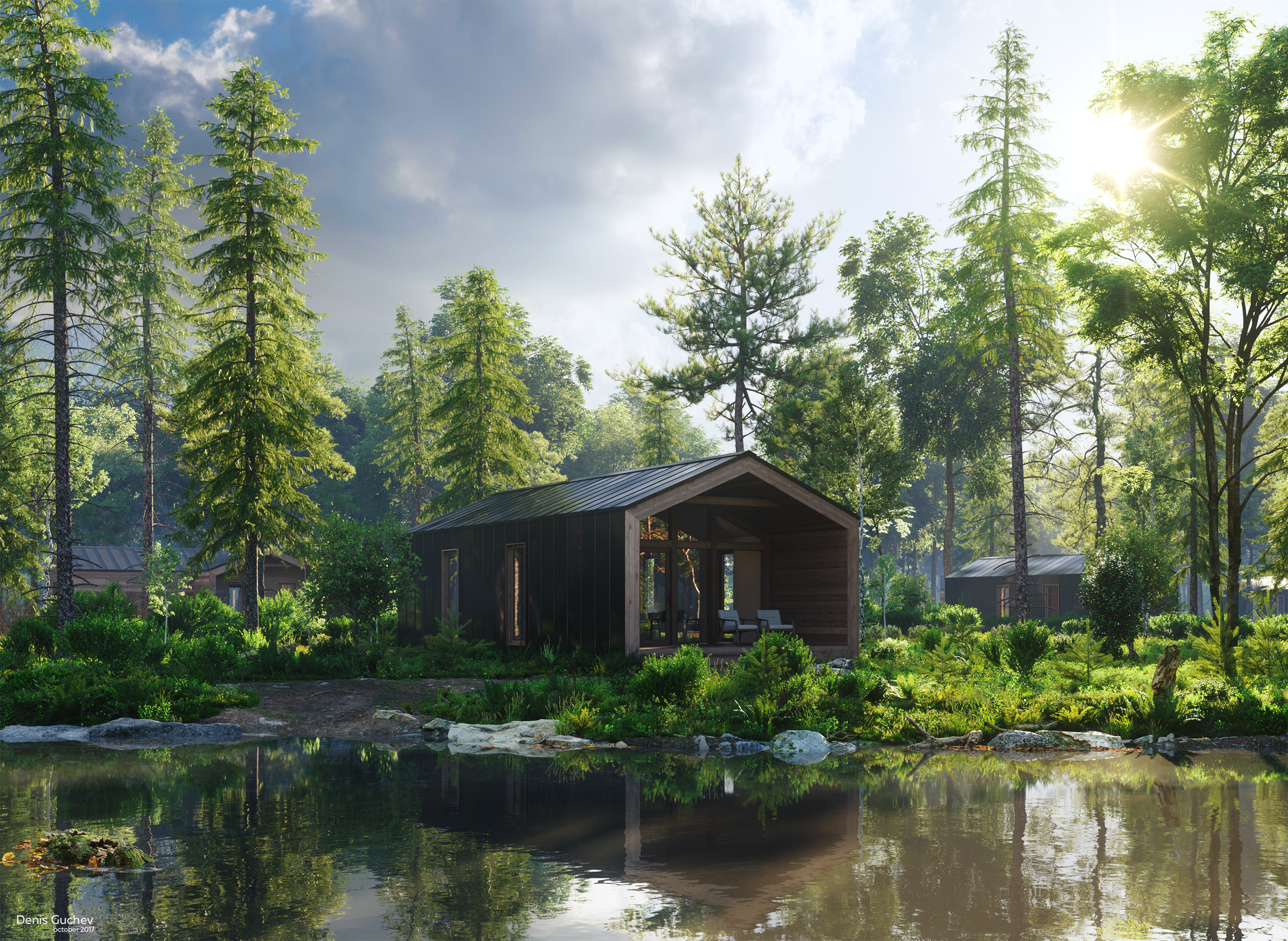 Дом в лесу визуализация