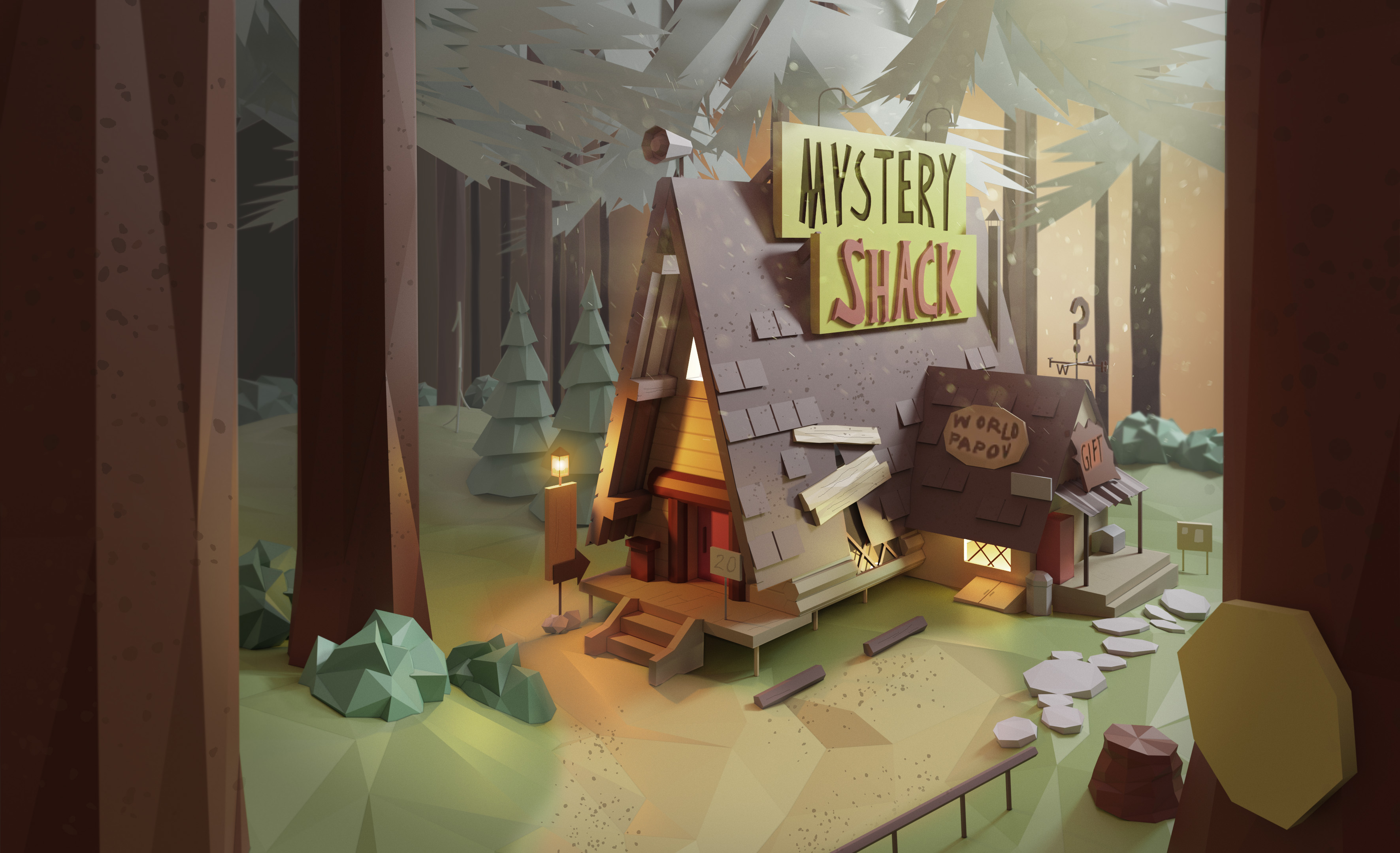 Low poly Mystery Shack - Работа из галереи 3D Моделей