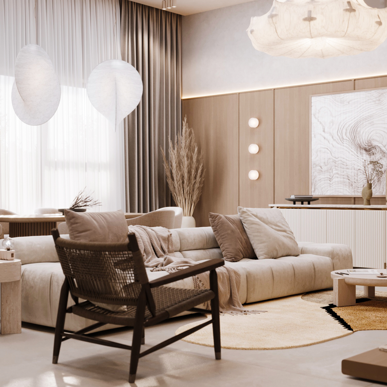 Living room in light colors and natural materials - Работа из галереи ...